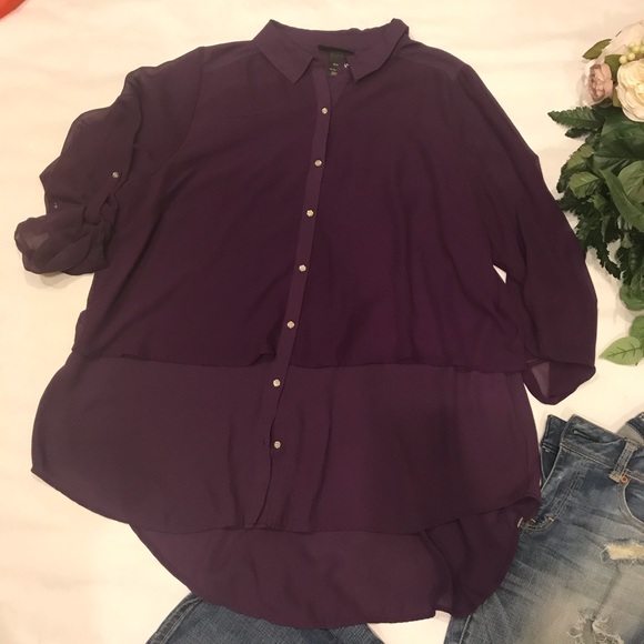 Lane Bryant Tops - 🌷Lane Bryant Purple Sheer Double Layered Top🌷